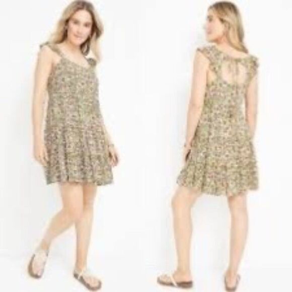 Maurices Dresses & Skirts - NWT Maurice’s Green Floral Open Back Mini Dress Size XL